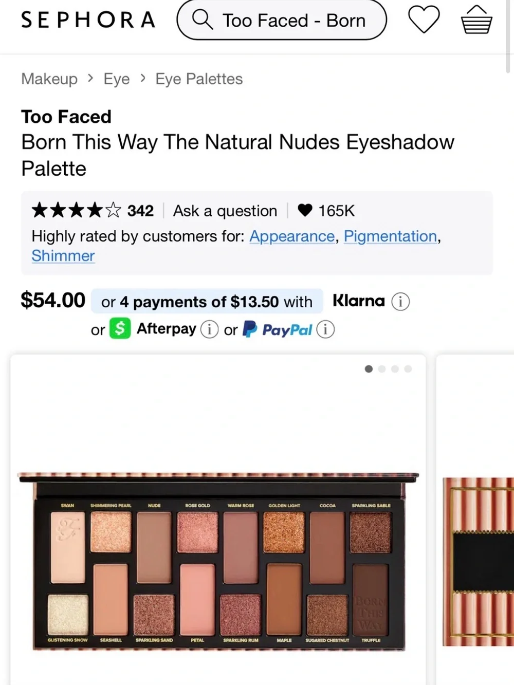 Too Faced The Natural Nudes Eyeshadow Palette - Rose Gold and Black